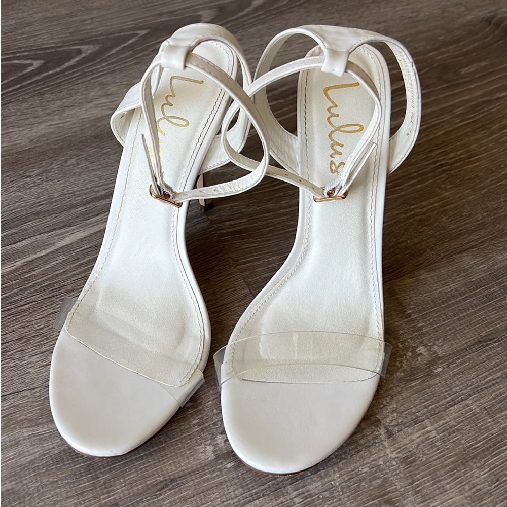 Eisley White Ankle Strap Heels Lulus Size 7.5 Stiletto Heel - Picture 3 of 9